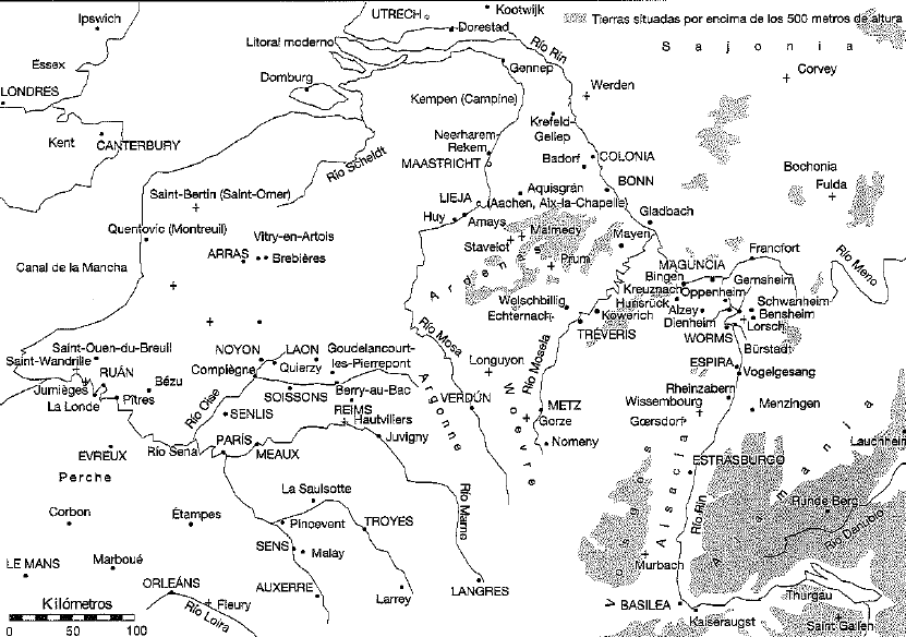 Norte de la actual Francia durante el reinado merovingio. 