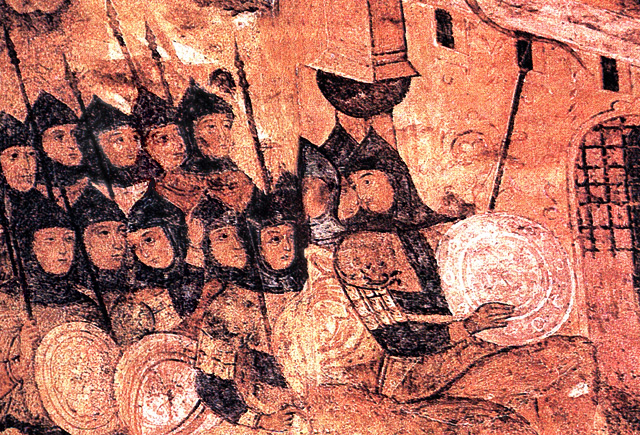 Tropas de los Rus de Kiev sitiando Constantinopla en 860, a la que llamaban "Zarigrado". 