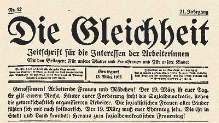 Portada "Die gleichheit", 19 de marzo de 1911