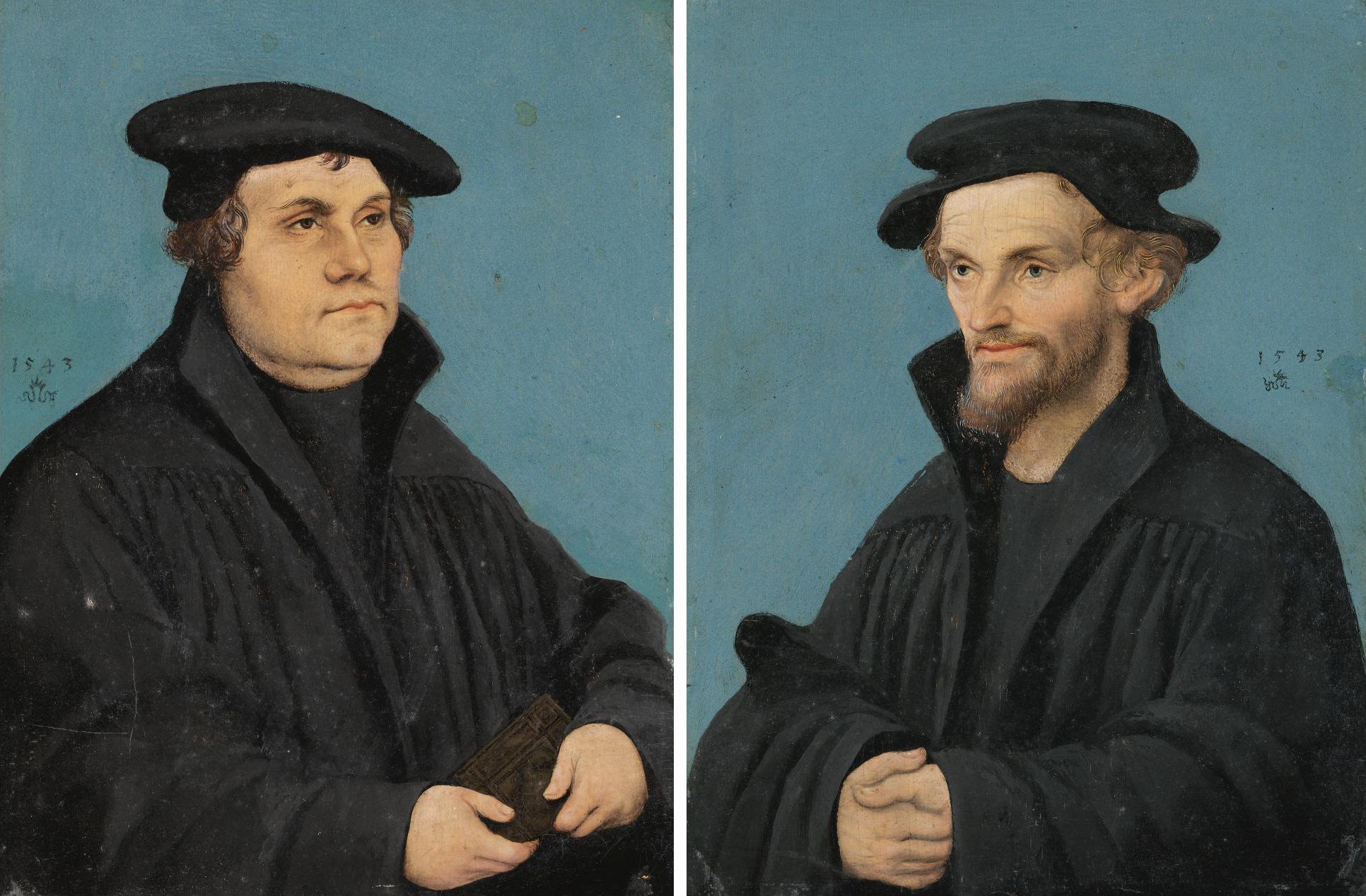 Martín Lutero y Felipe Melanchton, 1543, retratados por Lucas Cranach el Viejo.