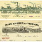 Facturas de 1911 y 1934 de Altos Hornos de Vizcaya. En ellas se representa el aspecto del que fuera el mayor complejo siderúrgico de todo el país. (Fuente: http://www.euskonews.eus/0640zbk/gaia64002es.html)