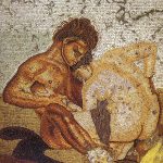Un sátiro y una ninfa teniendo sexo en un fresco de Pompeya (S. I d.C.)